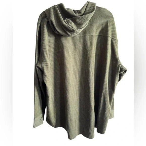 Natural Reflections Olive Hooded Knit Shacket XXL - Picture 2 of 5